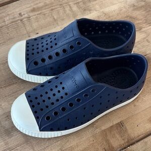 Native Navy Slip-On Perforated Rubber Sneakers with White Toe